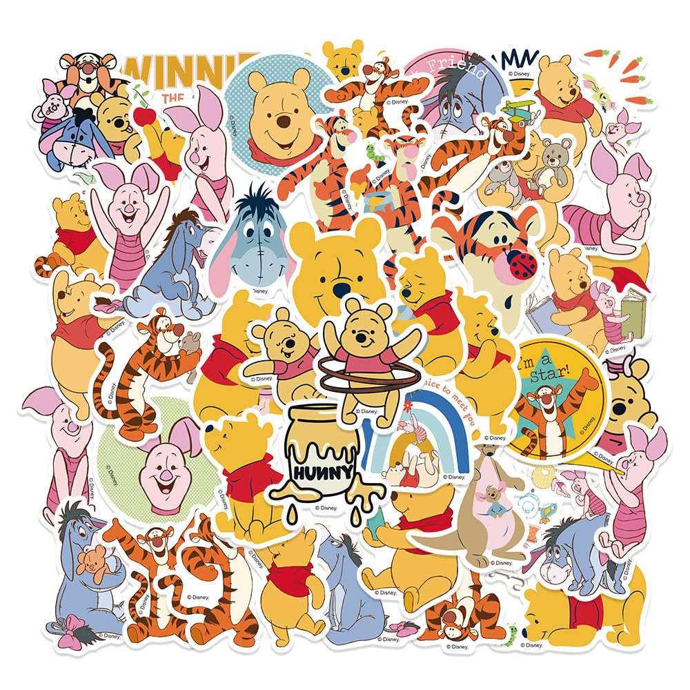 XYLL Pooh Bear sticker on a notebook adding charm and durability