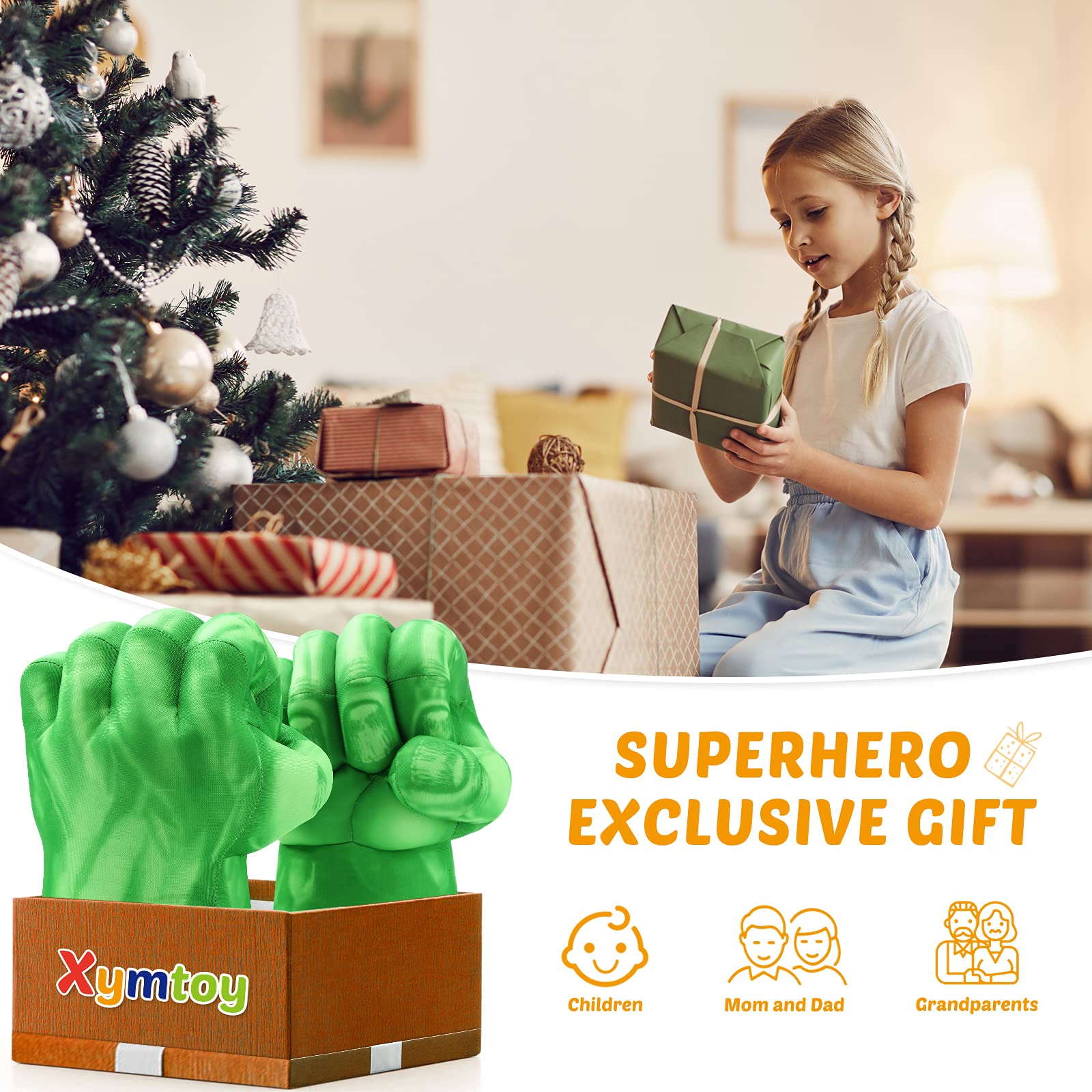 XYMTOY size-appropriate gloves with roomy interior, fits a wide range of small to larger hands.