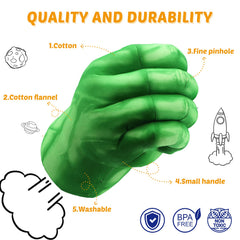 XYMTOY superhero gloves worn by a child, showcasing comfortable Lycra outer for durable everyday fun.