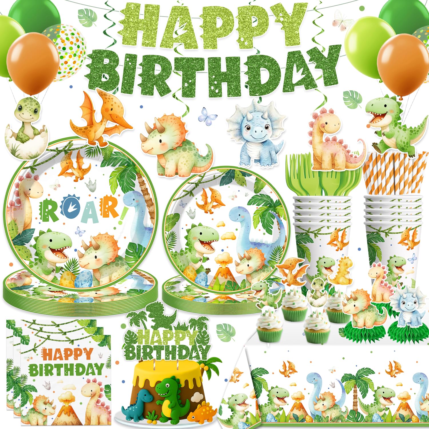 Xynic dinosaur banner decor creates a photo worthy focal point for the party
