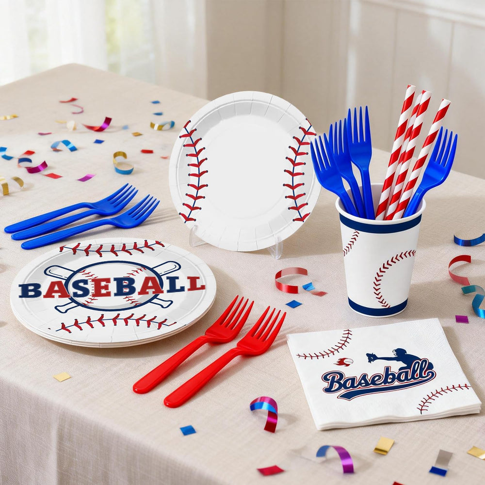 Xynic baseball cupcake toppers decorate treats for party-friendly servings.