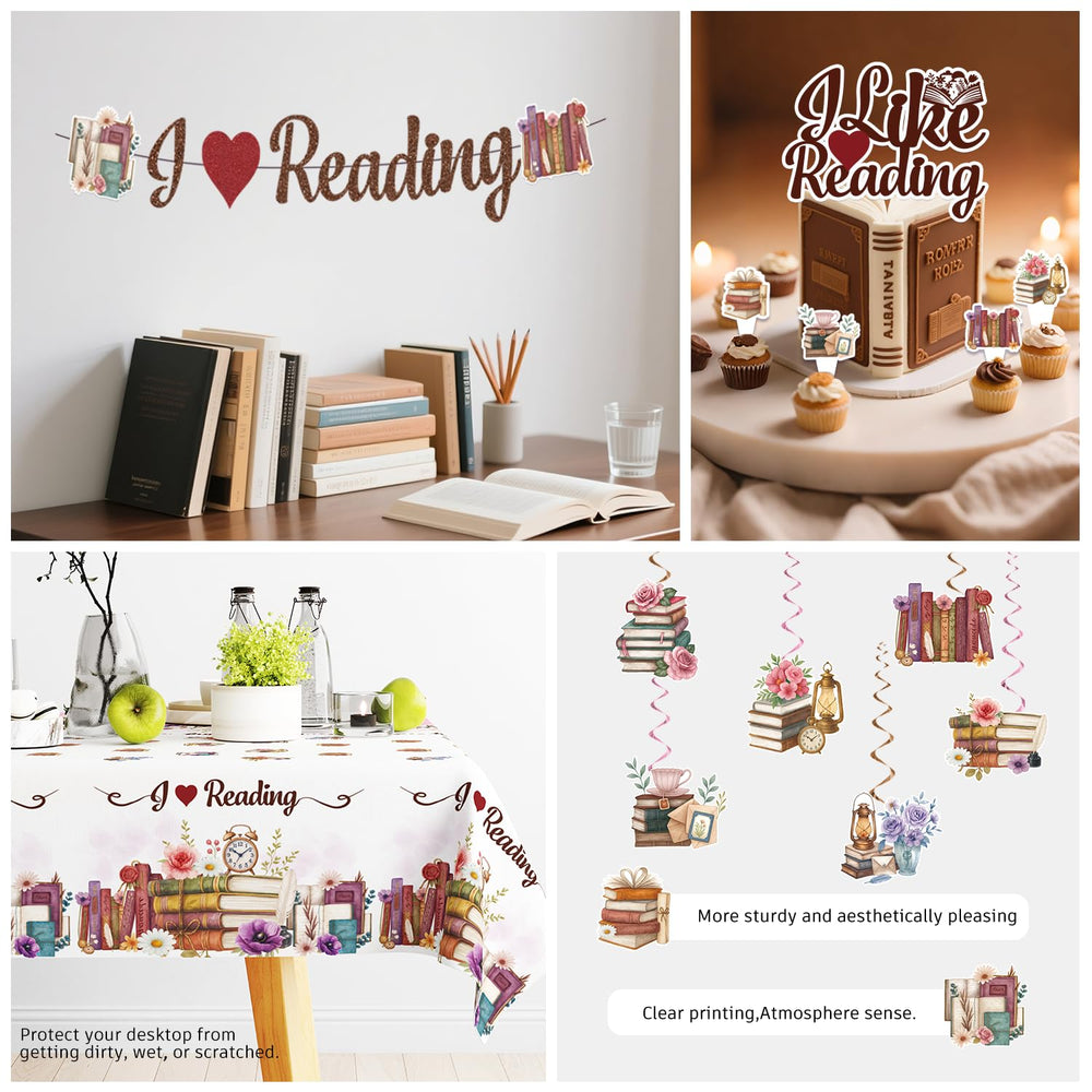 Xynic book-themed cupcake toppers decorate treats with literary flair.
