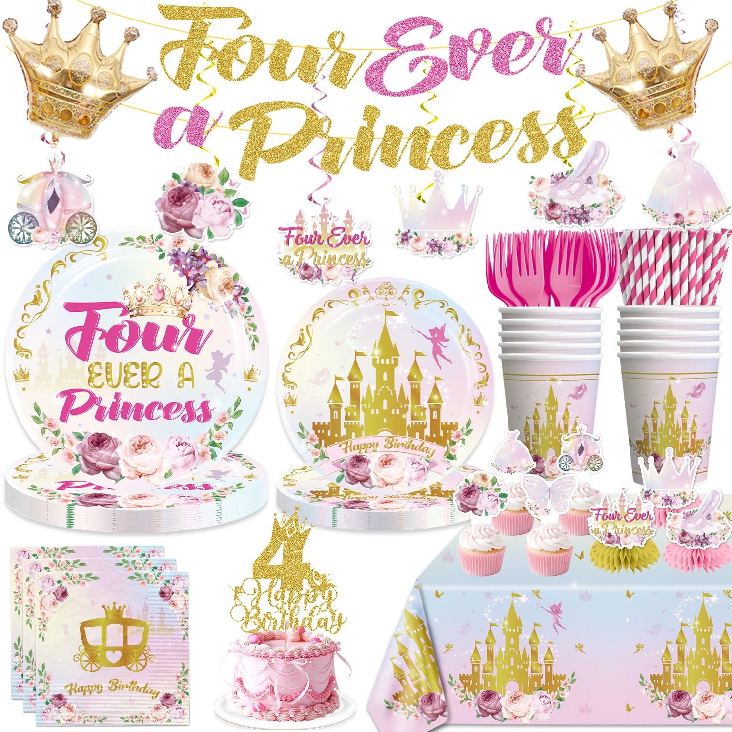 Xynic Four Ever Princess banner decor for a magical birthday celebration