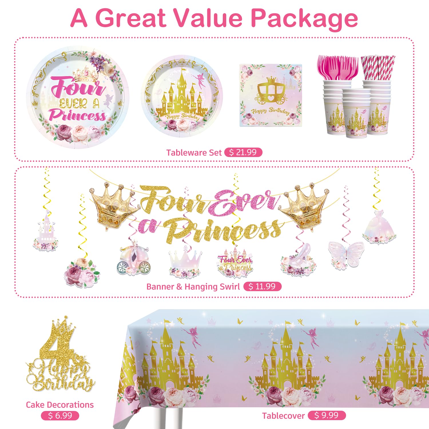 Xynic Four Ever Princess centerpiece-a adds castle charm to the table