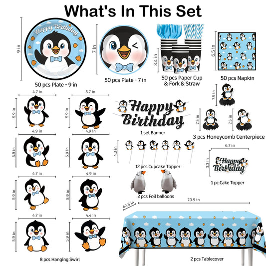 Xynic penguin hanging swirls add playful movement to your party decor