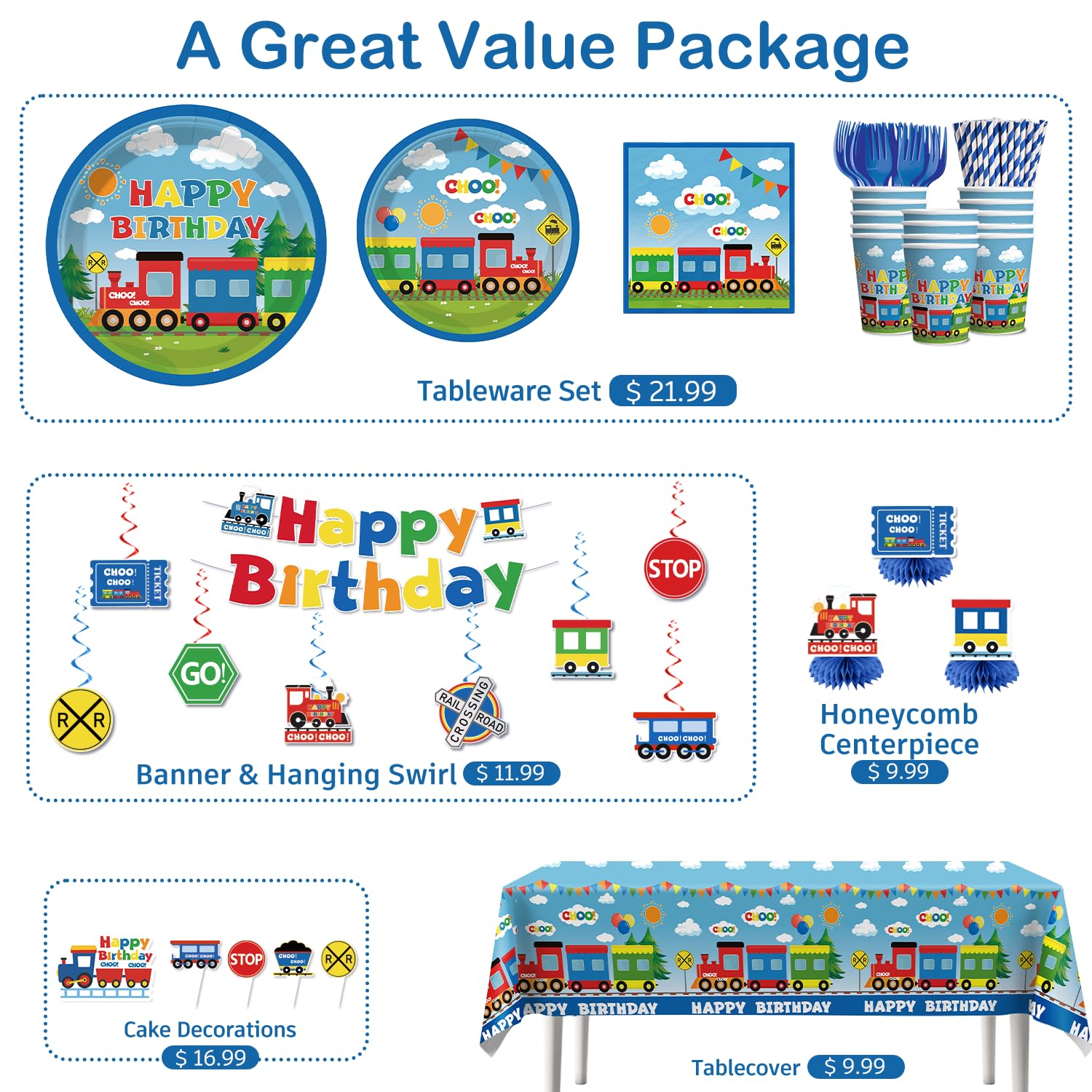 Xynic Train Cake Topper adds a festive focal point.