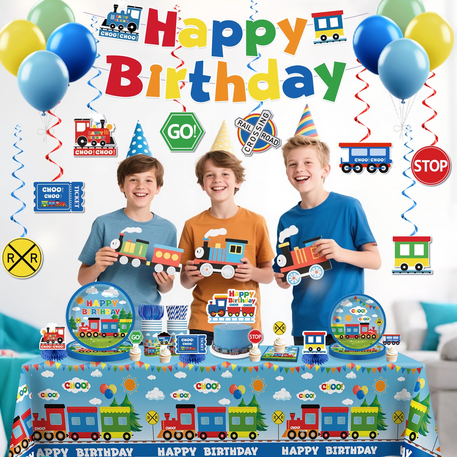 Xynic Train Cupcake Toppers decorate treats with theme.