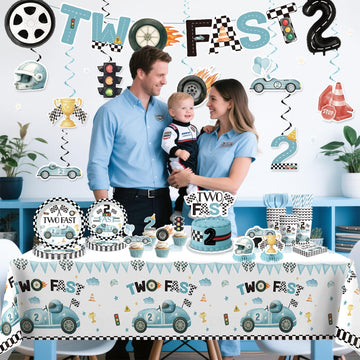 Xynic two fast balloons add festive accents and framing.