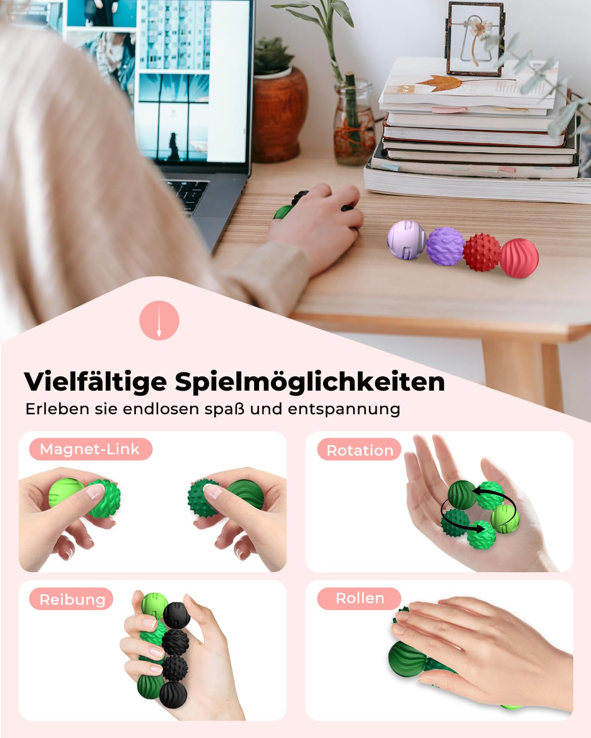XYOFUN desk setup with magnetic fidget balls for concentration