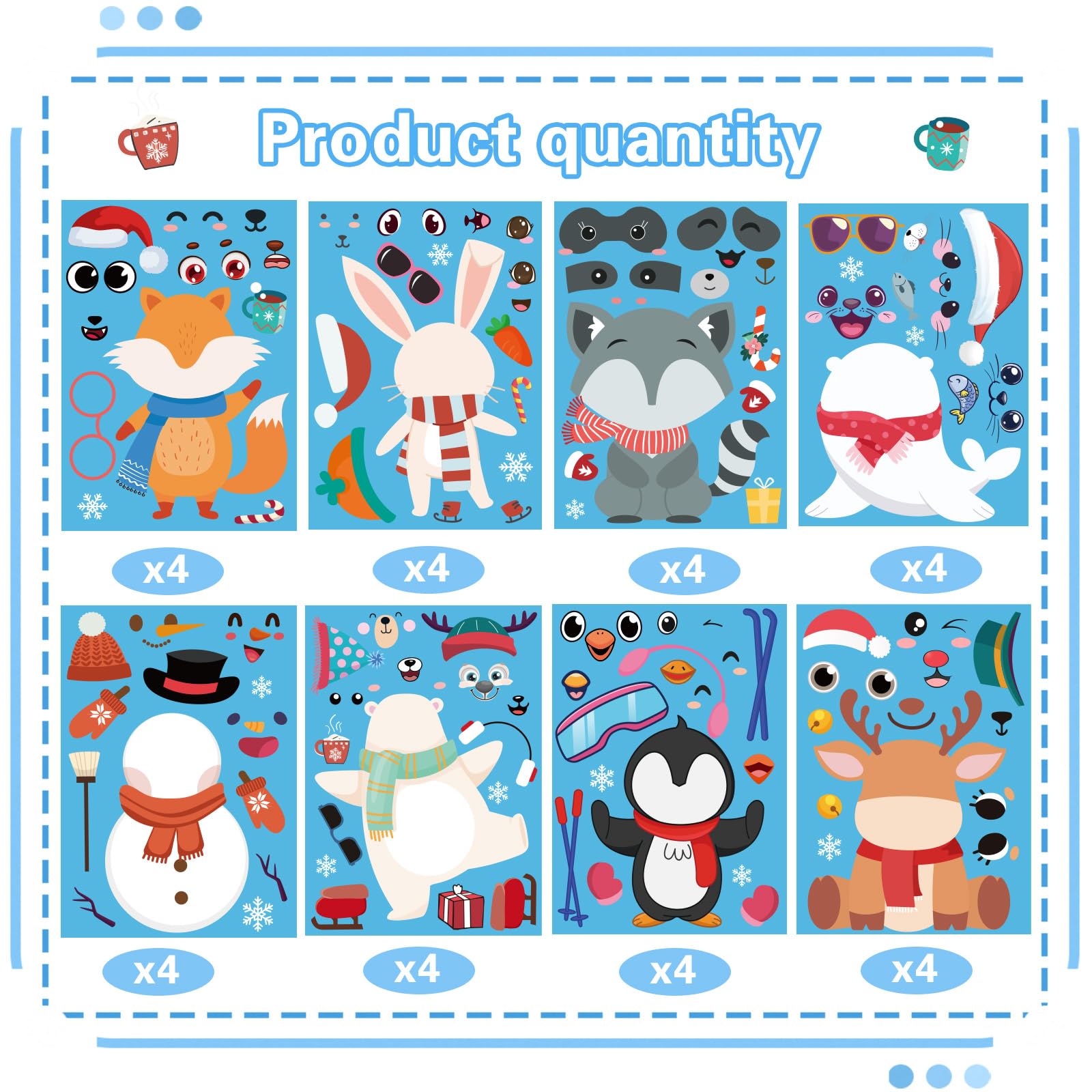Xzentira polar bear stickers for gift bags and winter crafts.