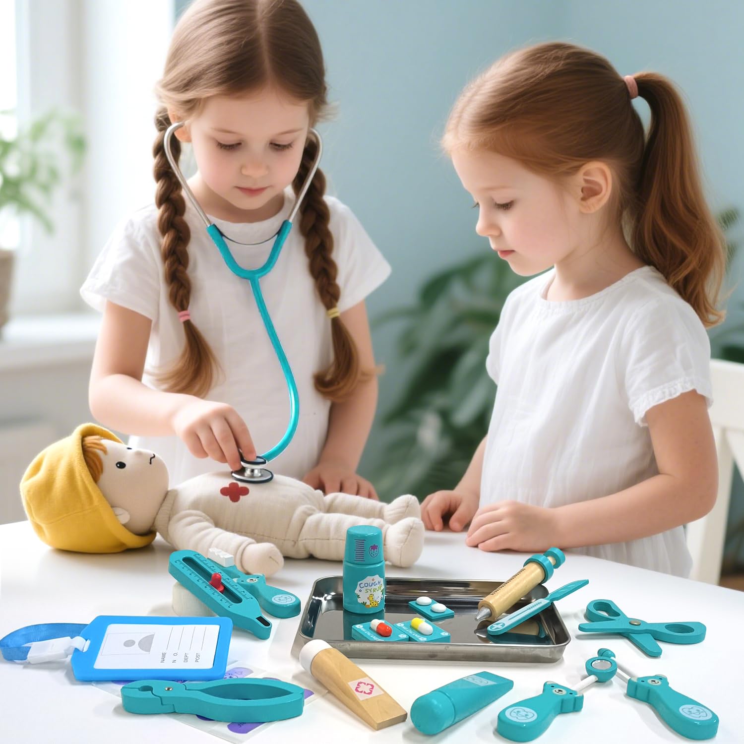 XZZO Stethoscope with heartbeat sounds enhances pretend play
