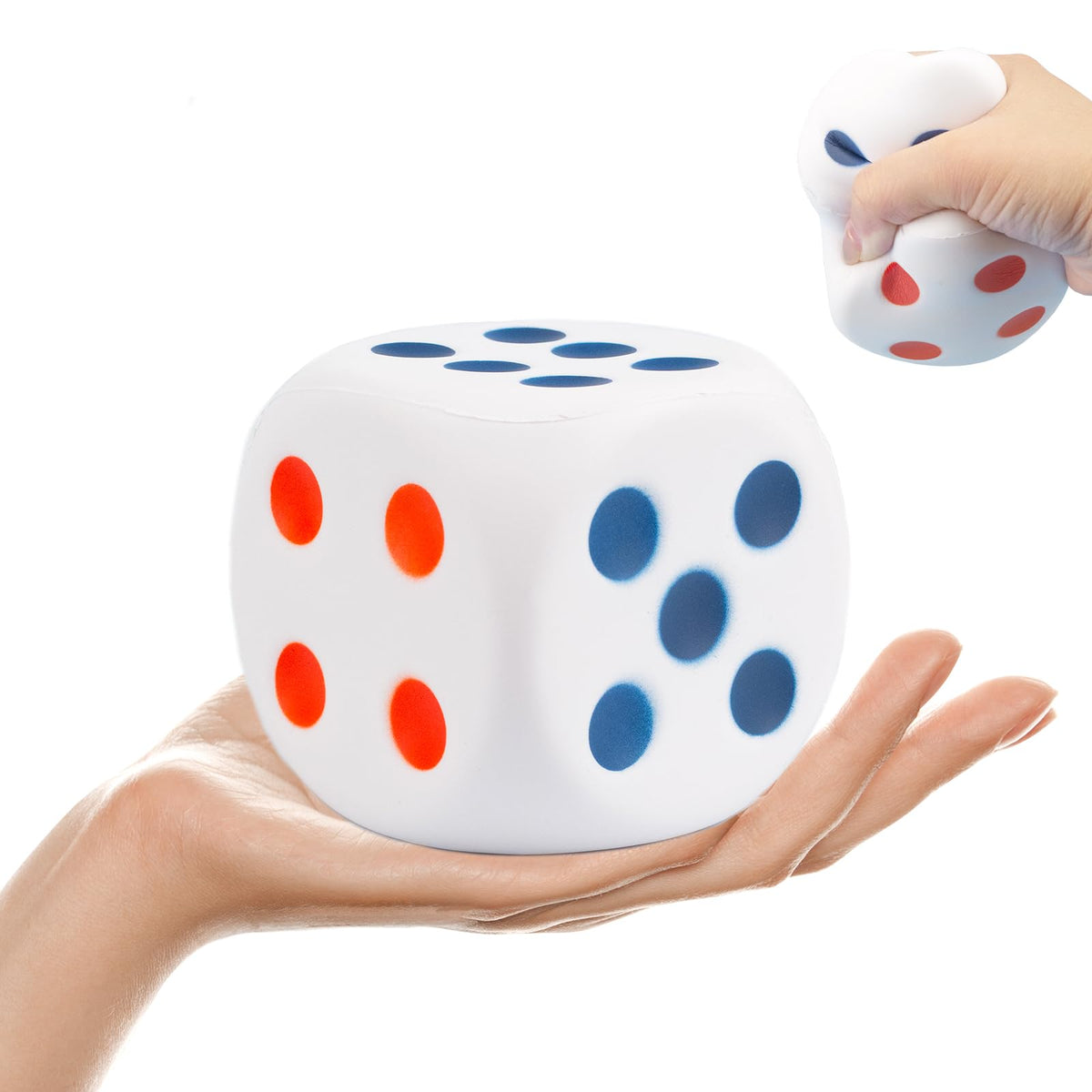 Yaafency large dice stress ball with six dots for fidget use and classroom games