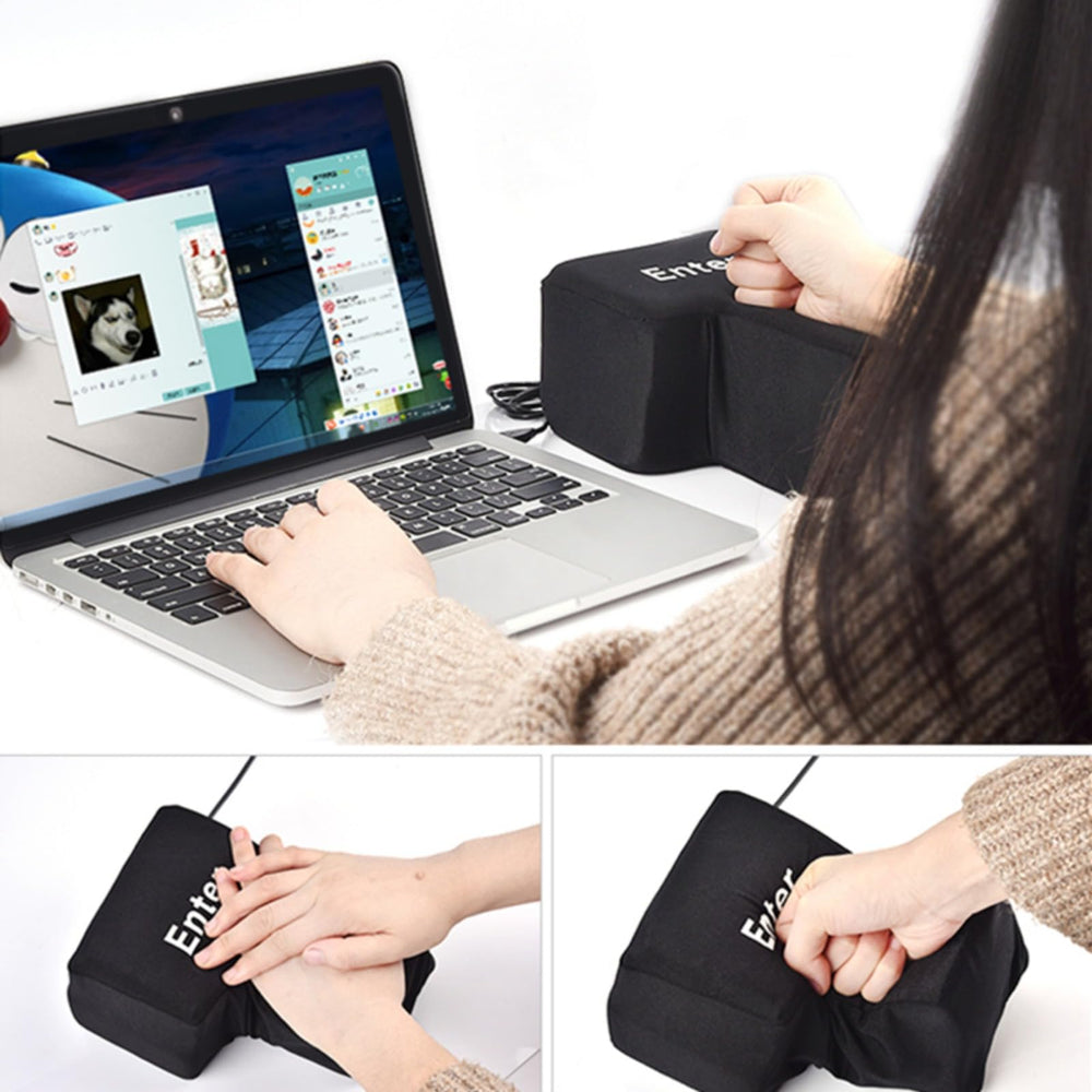 YADILLO Giant USB Enter Key plush close-up, soft material and detail