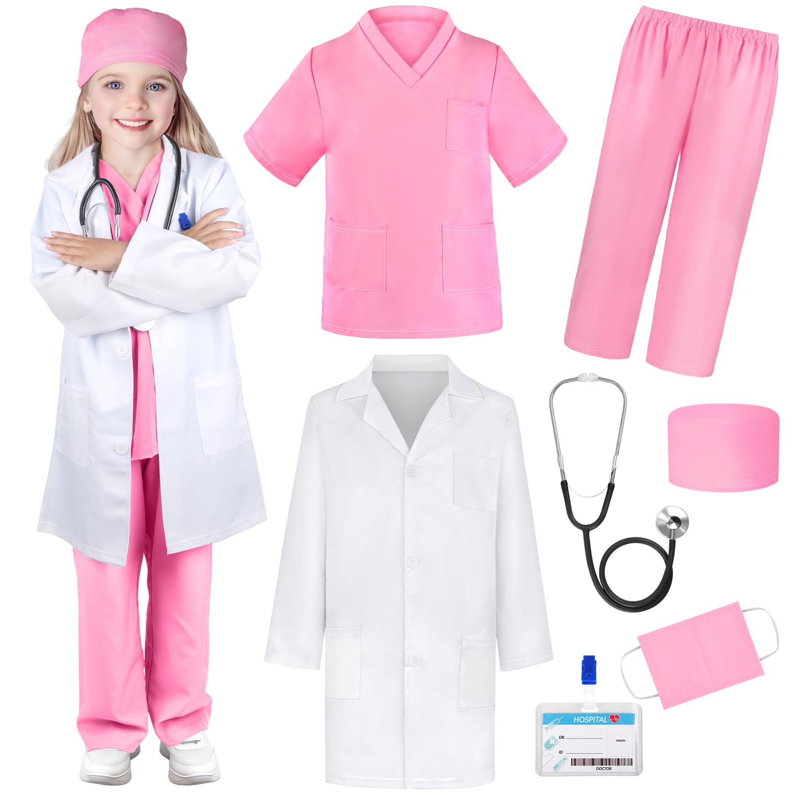YADIYA doctor costume set for kids scrubs offers comfortable imaginative play.