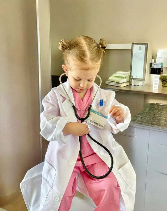 YADIYA real stethoscope for kids encouraging heartbeat listening during pretend doctor play.