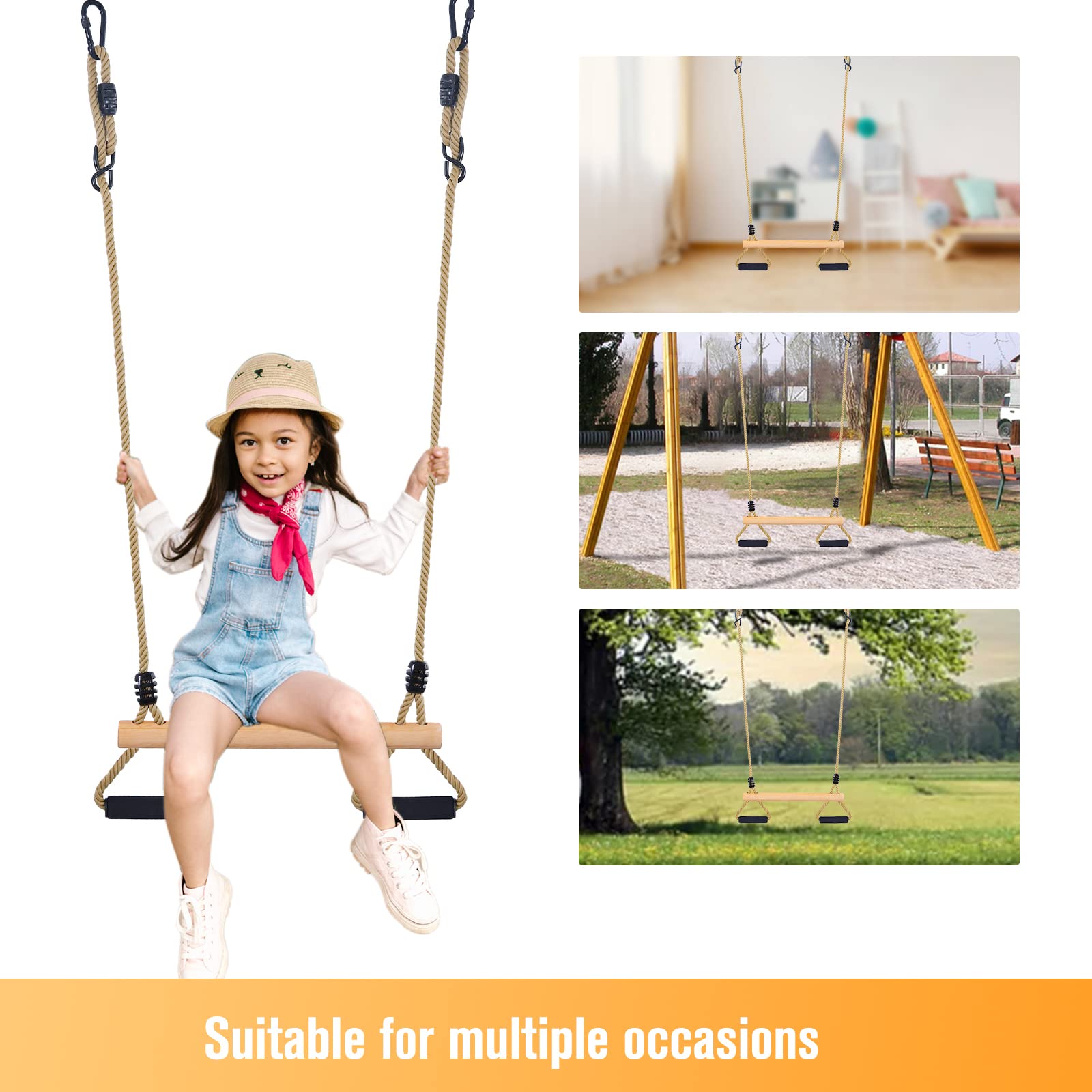 YAERSI adjustable rope length enabling flexible indoor or outdoor use.
