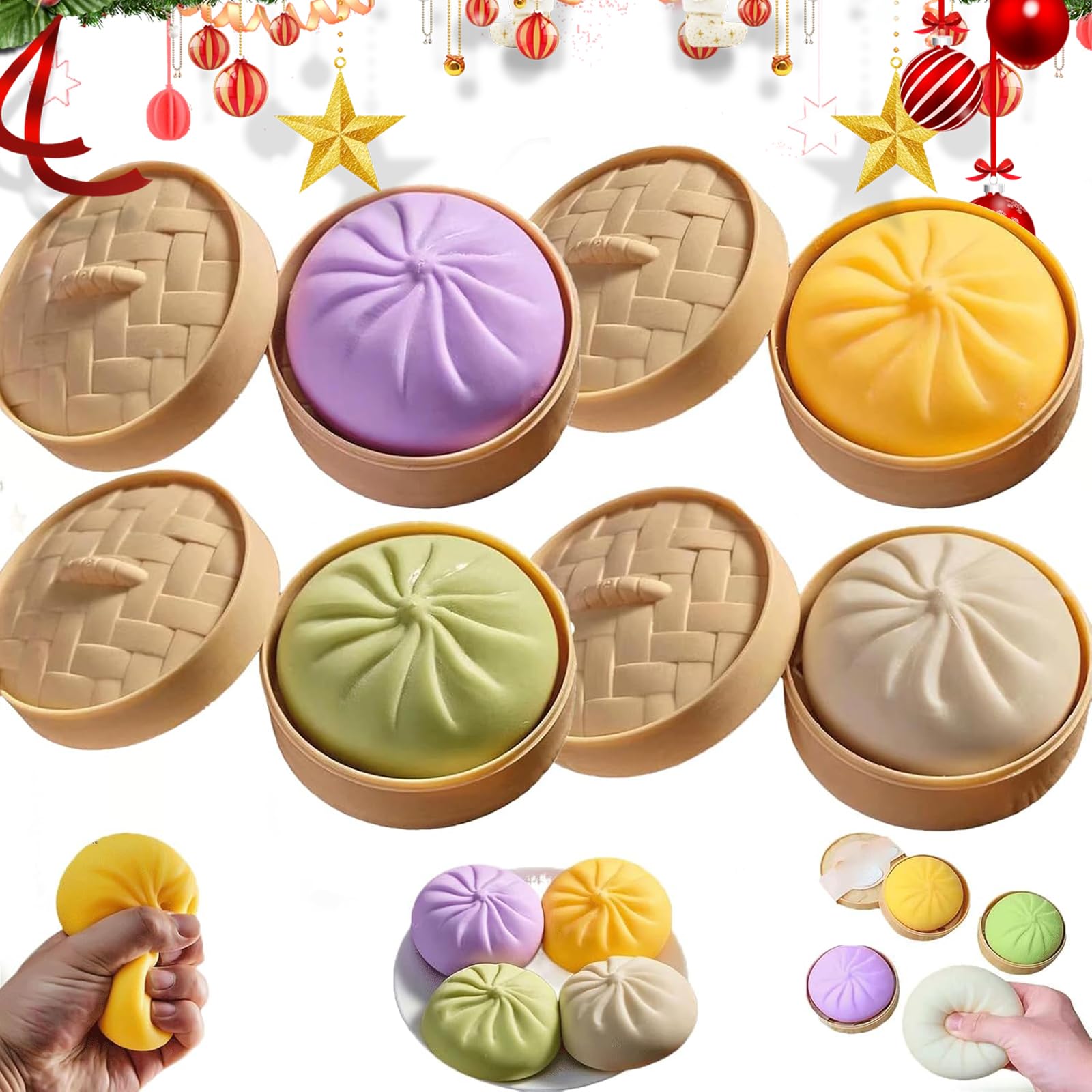 YAGUAN glitter dumpling yellow with steamer offers tactile stress relief during busy days.