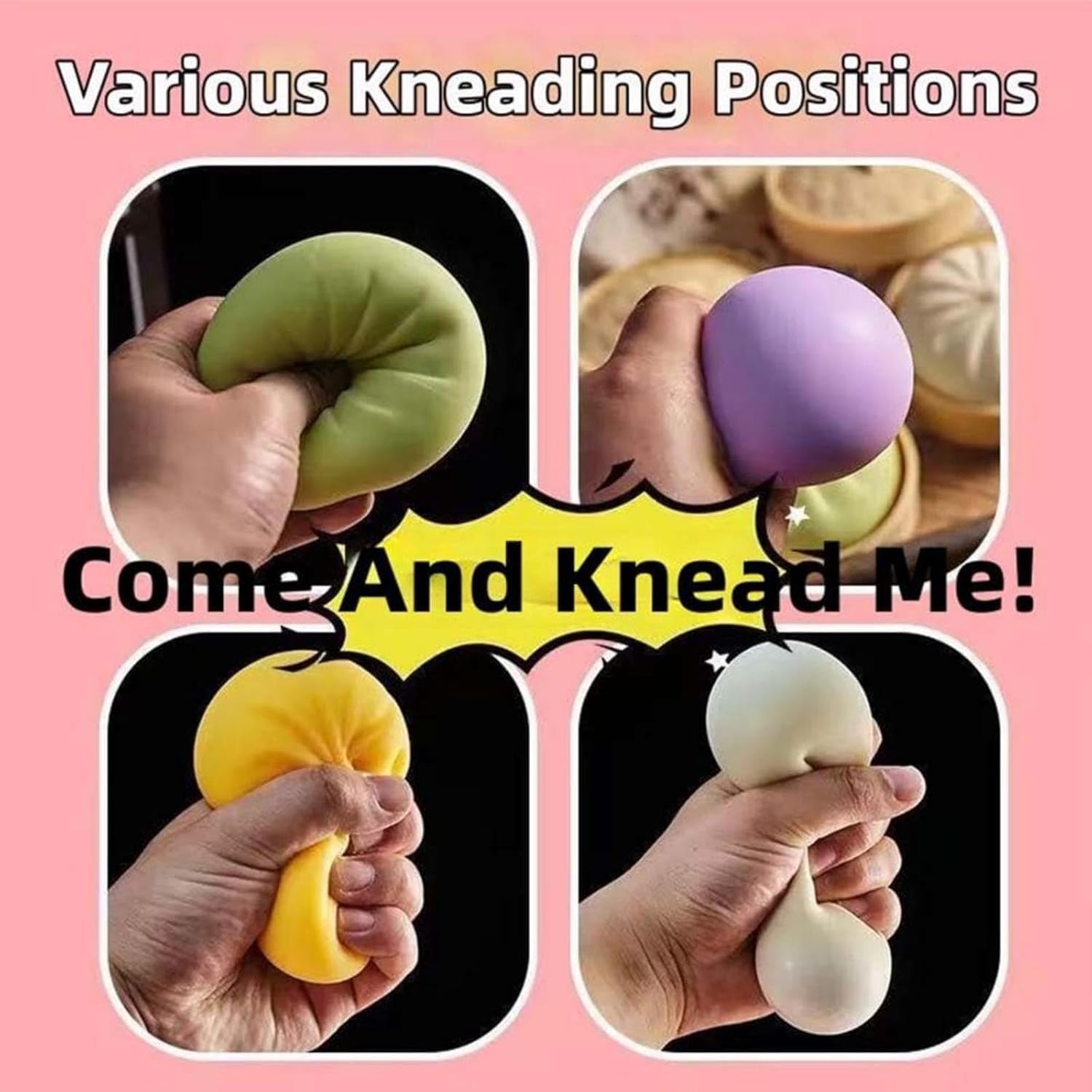 YAGUAN squeezable dumpling in hand demonstrates portable stress relief on the go.