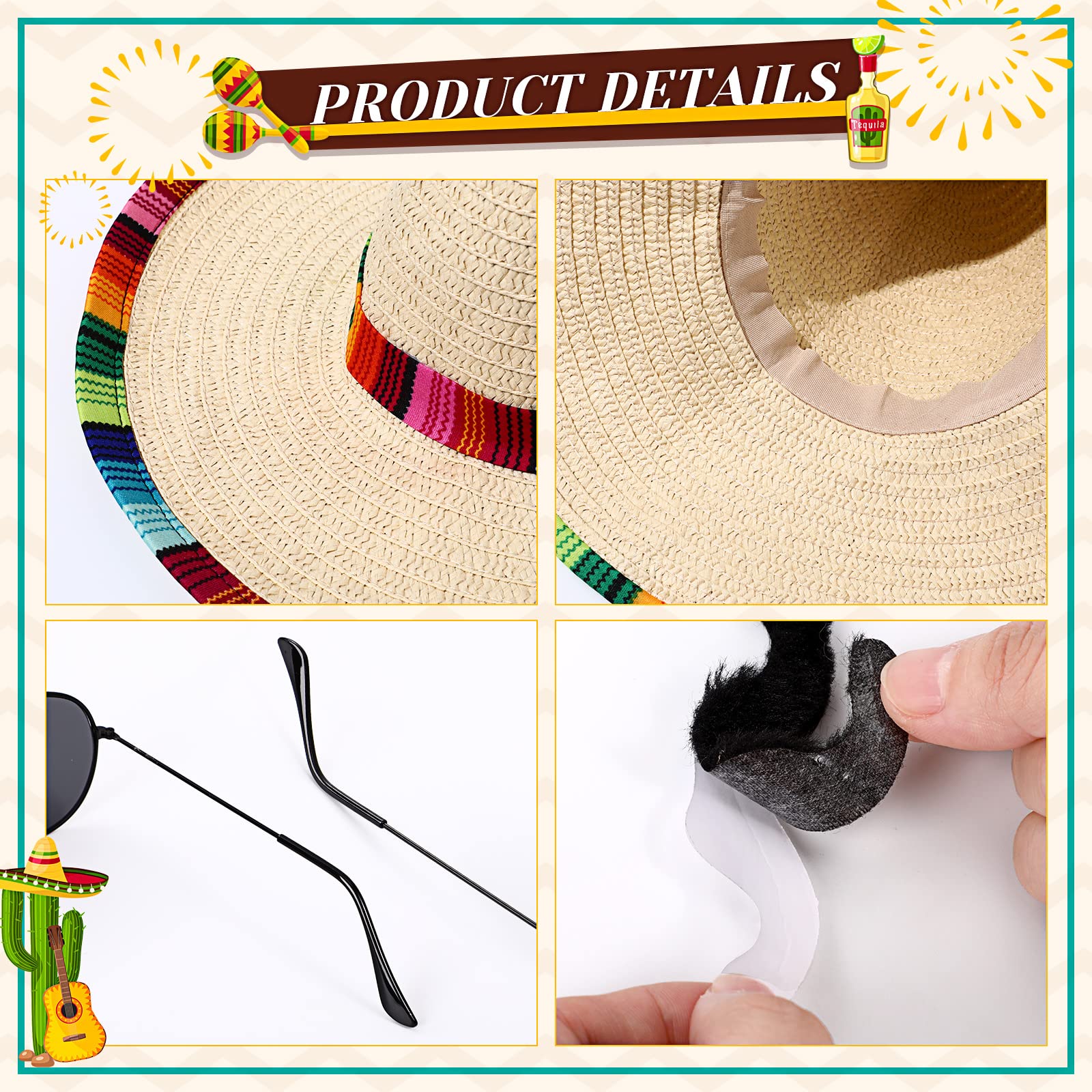 Yahenda fake mustache set for versatile party styling.