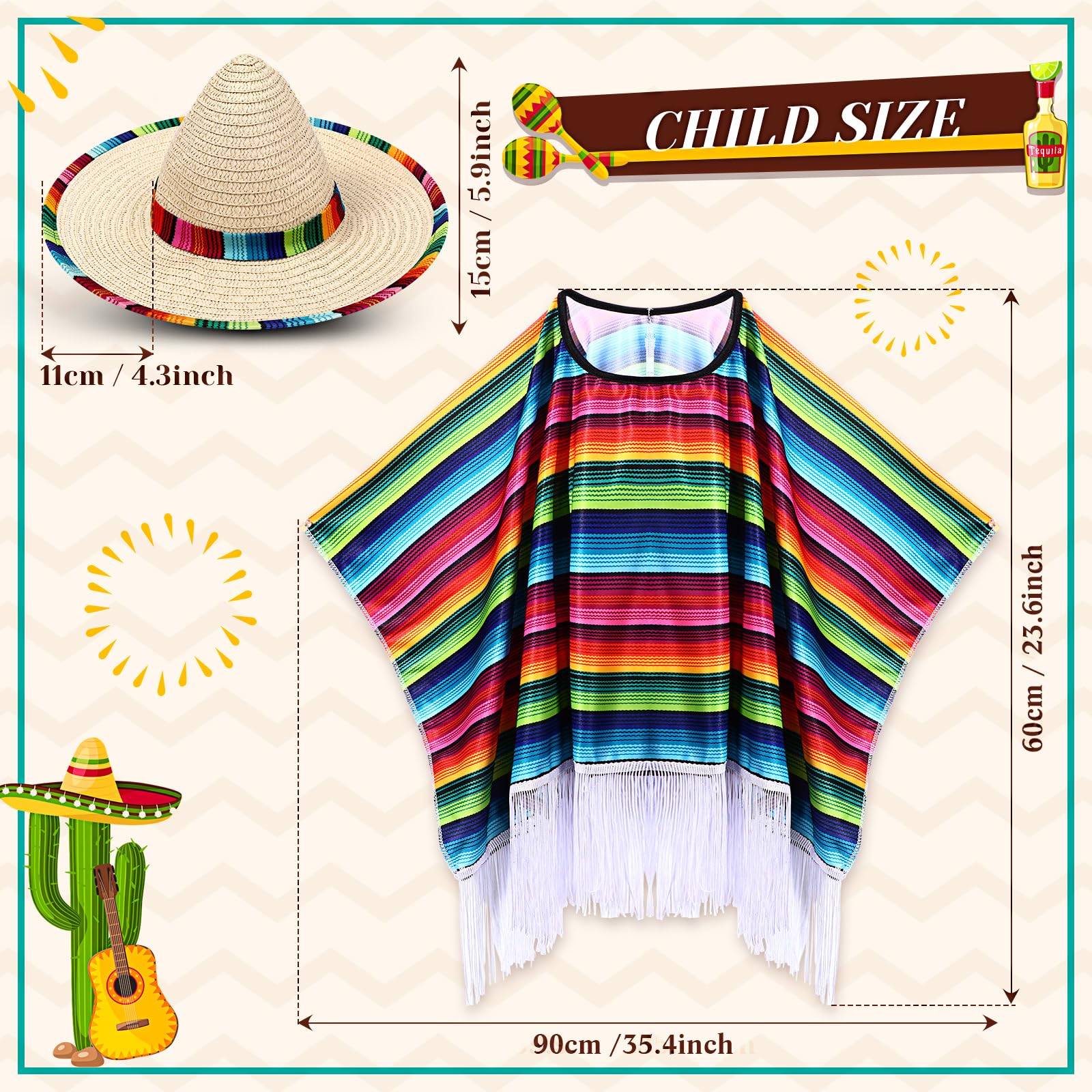 Yahenda sombrero hat completes a playful fiesta look.