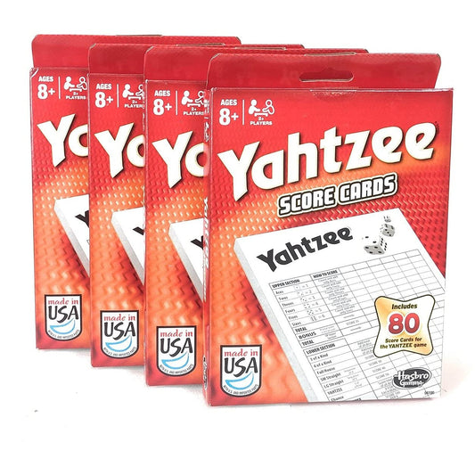 Yahtzee 80-sheet score cards four-pack for game-night scorekeeping