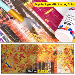 YAKAMOZ jigsaw glue drying to a clear glossy finish