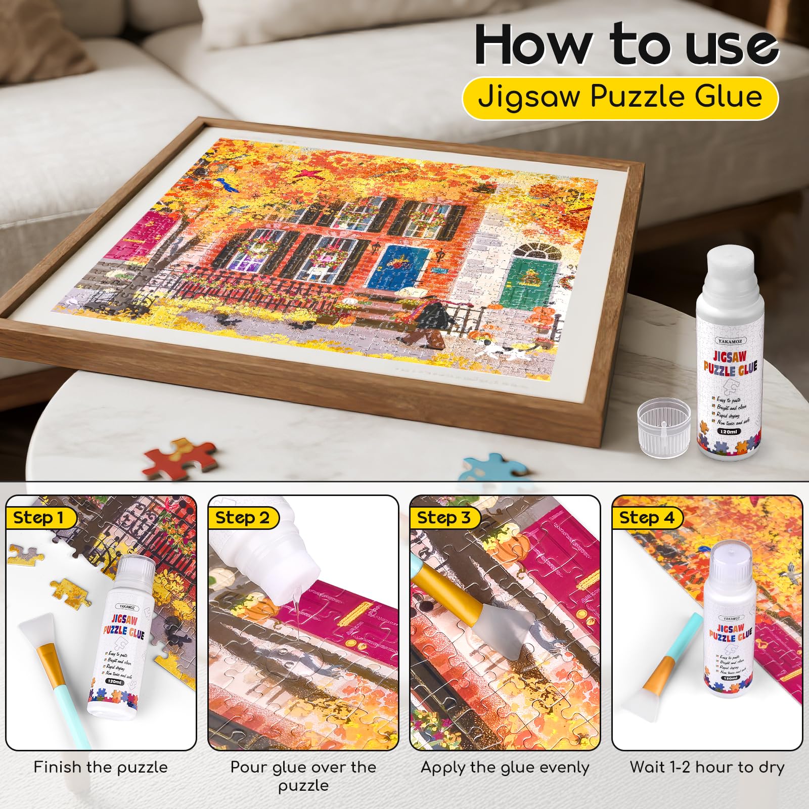 YAKAMOZ jigsaw glue packaging showing 120ml bottle