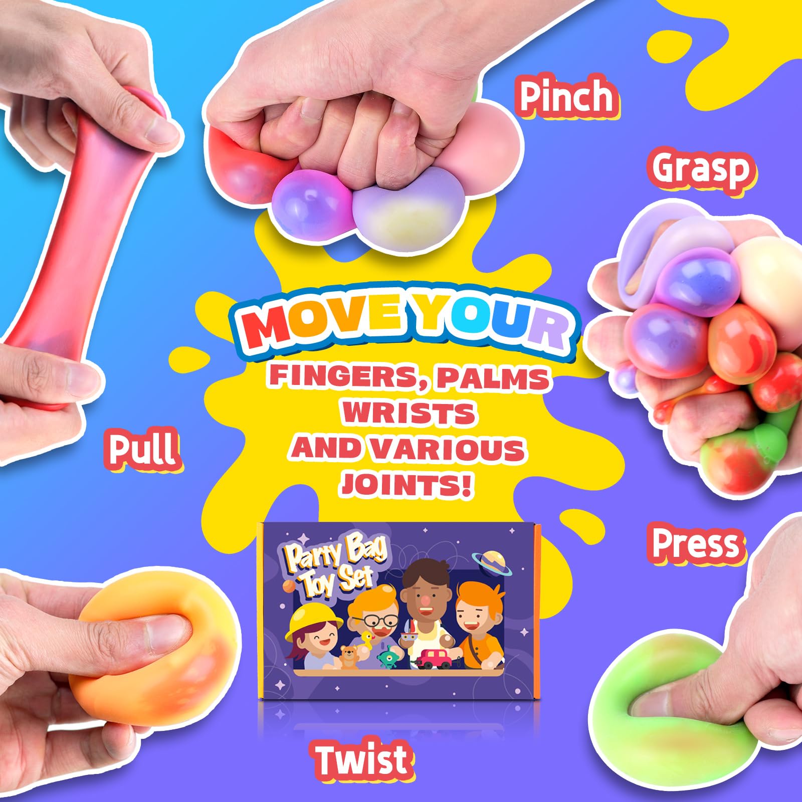 YAKHAN easy-care squishy stress balls are washable and reusable for repeated use