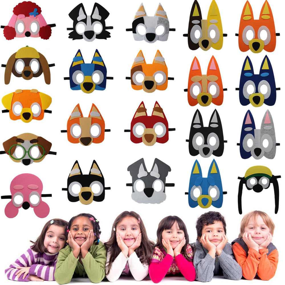 YALARY 21-pack puppy dog masks for kids' party fun and imaginative play