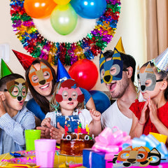 YALARY blue puppy dog felt mask, bright colors ideal for party fun