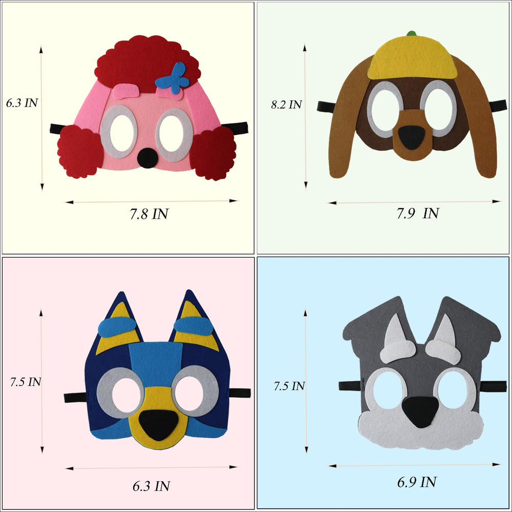 YALARY blue puppy dog felt mask, elastic headband for secure fit