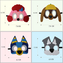 YALARY blue puppy dog felt mask, elastic headband for secure fit