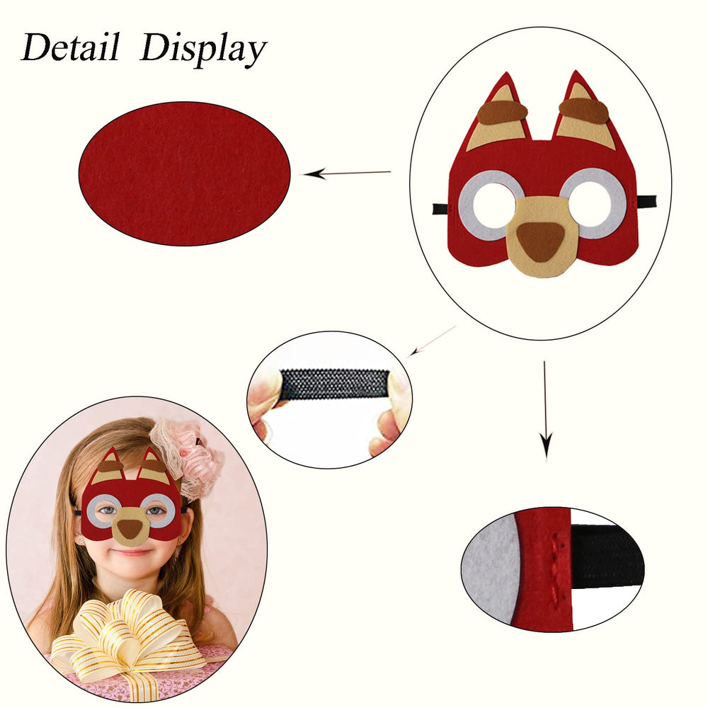 YALARY blue puppy dog felt mask, durable felt for reuse at events