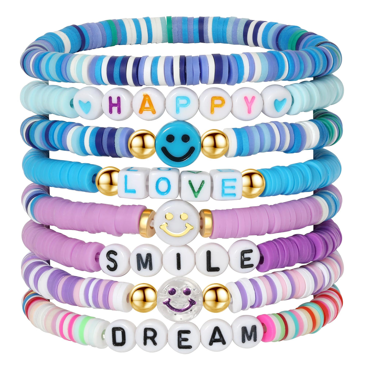 YALASOBA Colorful Smile Heart Star Bracelets set for daily wear and playful styling
