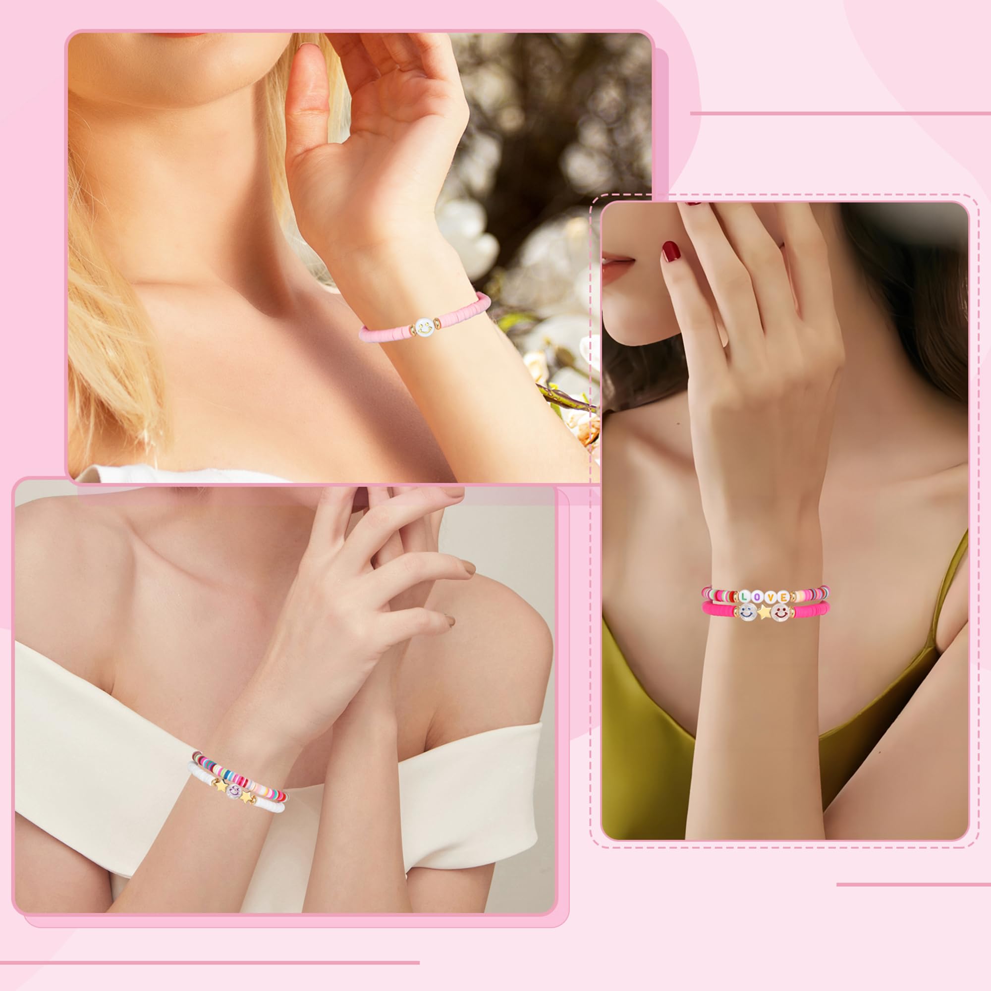 YALASOBA Polymer clay and pearl accents create a lightweight, stylish bracelet.