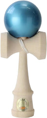 Yamagata Koubou Ozora Kendama close-up of metallic turquoise blue finish with grip emphasis