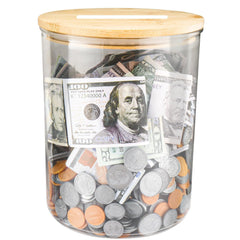 Yamahiko large clear coin bank jar with transparent body for easy balance tracking