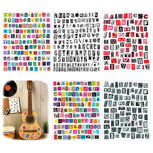 Yanroom 1665pcs vintage alphabet stickers on an 8x10 sheet for scrapbooking and journaling.
