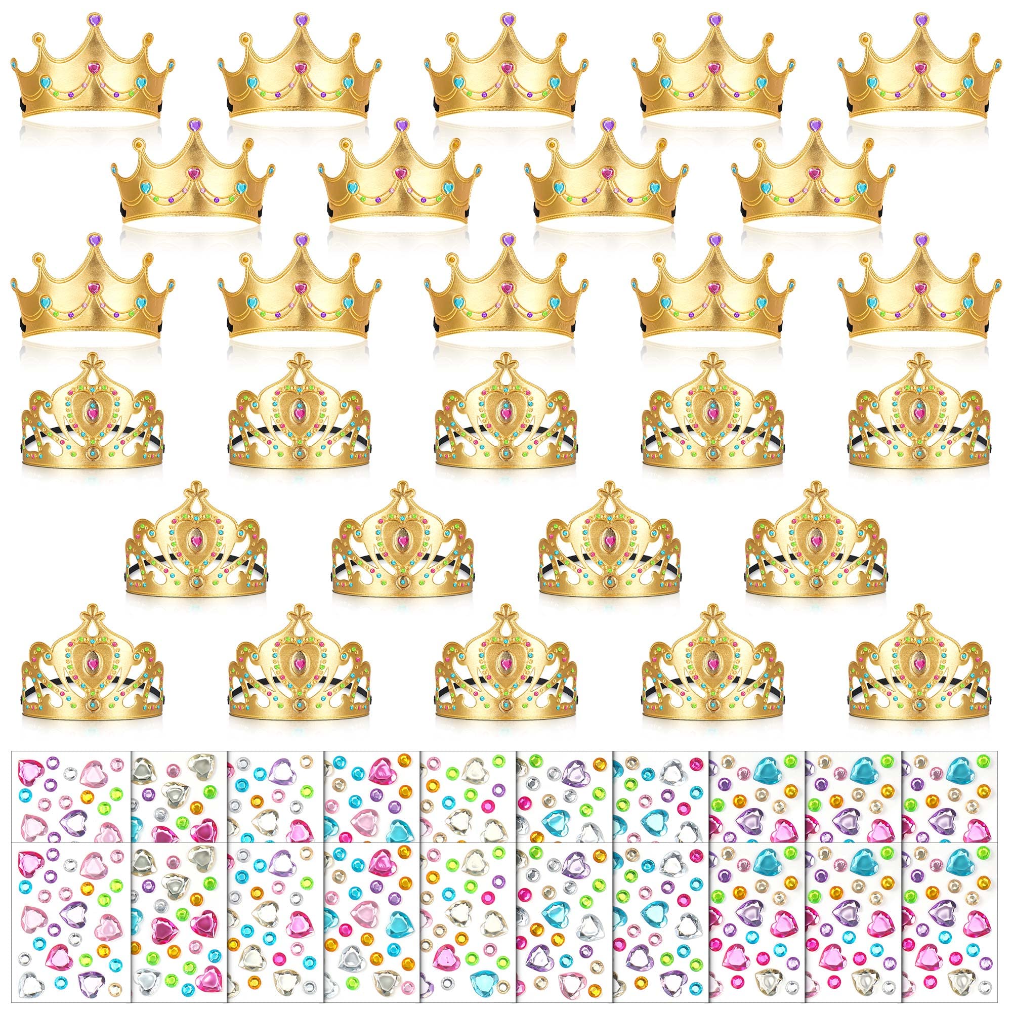 Yaomiao 66-piece princess tiara kit with crowns and stickers for creative play.