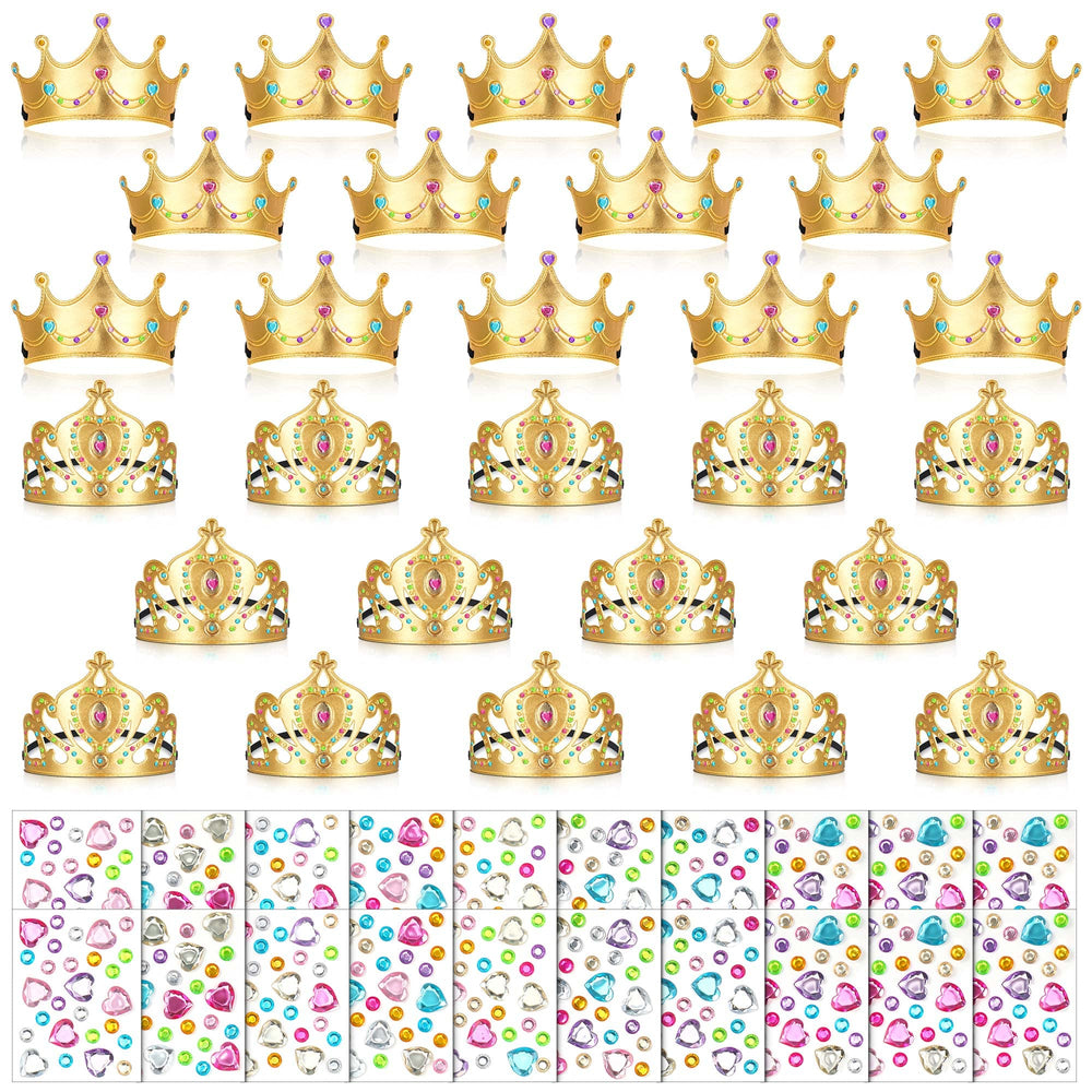 Yaomiao 66-piece princess tiara kit with crowns and stickers for creative play.