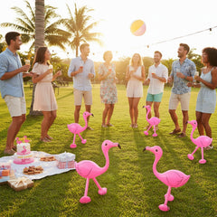 Yaomiao pink flamingo beach party prop, water-safe fun.