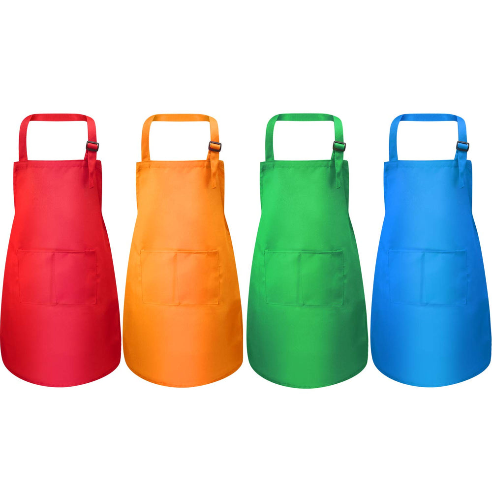 Yaomiao kids apron green pocket keeps clothes clean during cooking and crafts.
