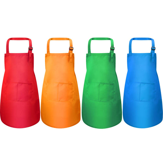 Yaomiao kids apron green pocket keeps clothes clean during cooking and crafts.