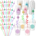 Yaomiao smile face cups with dome lids for mess-free sipping at parties.