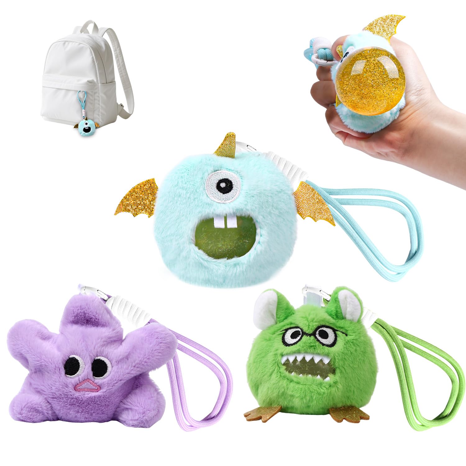 Yaozyety 3 pack squishy stress balls monsters for relaxation on the go.