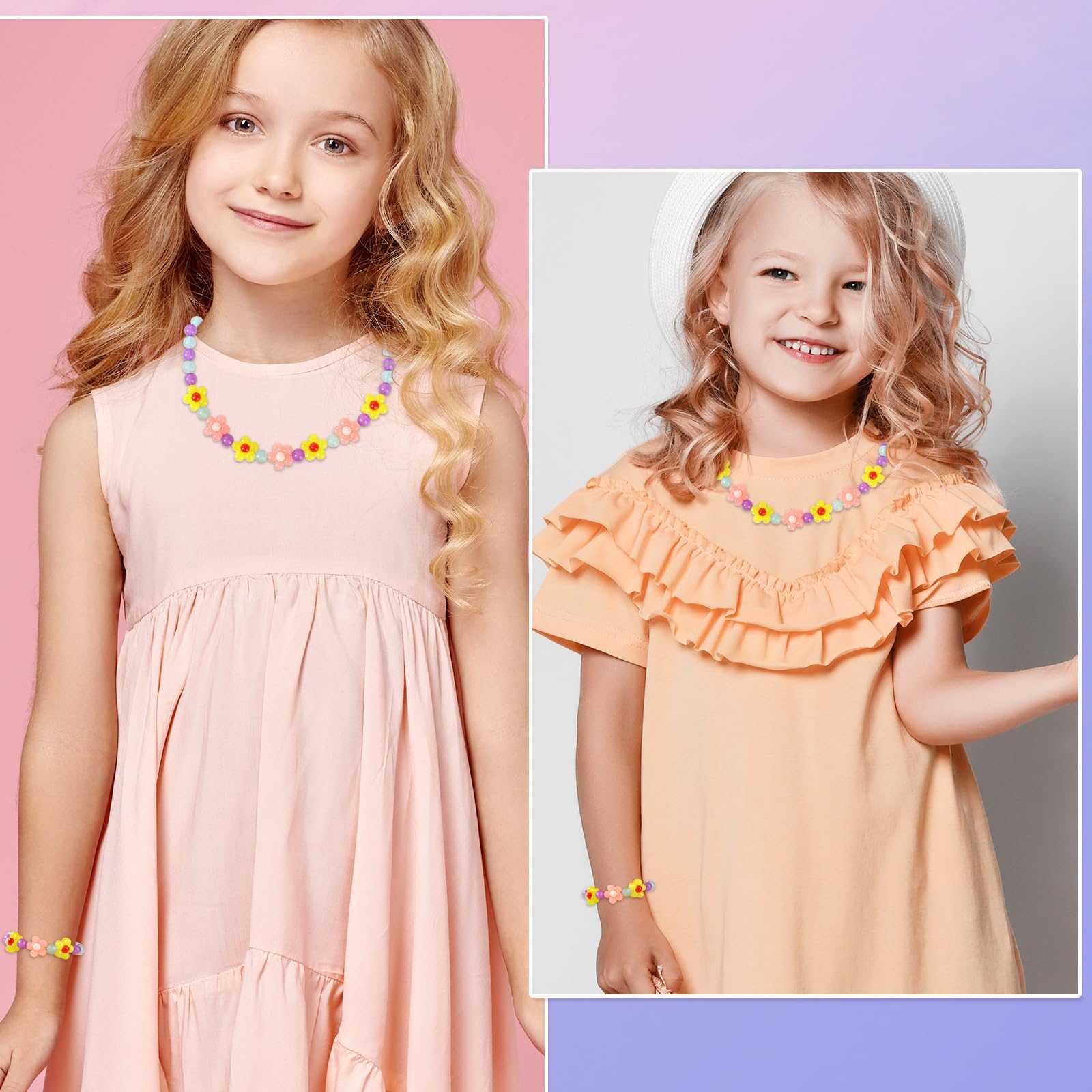 Toddler wearing the colorful Yarkeuier jewelry for a party look