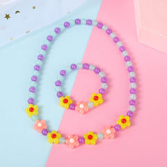 Close-up of colorful Yarkeuier flower beads used in dress-up jewelry