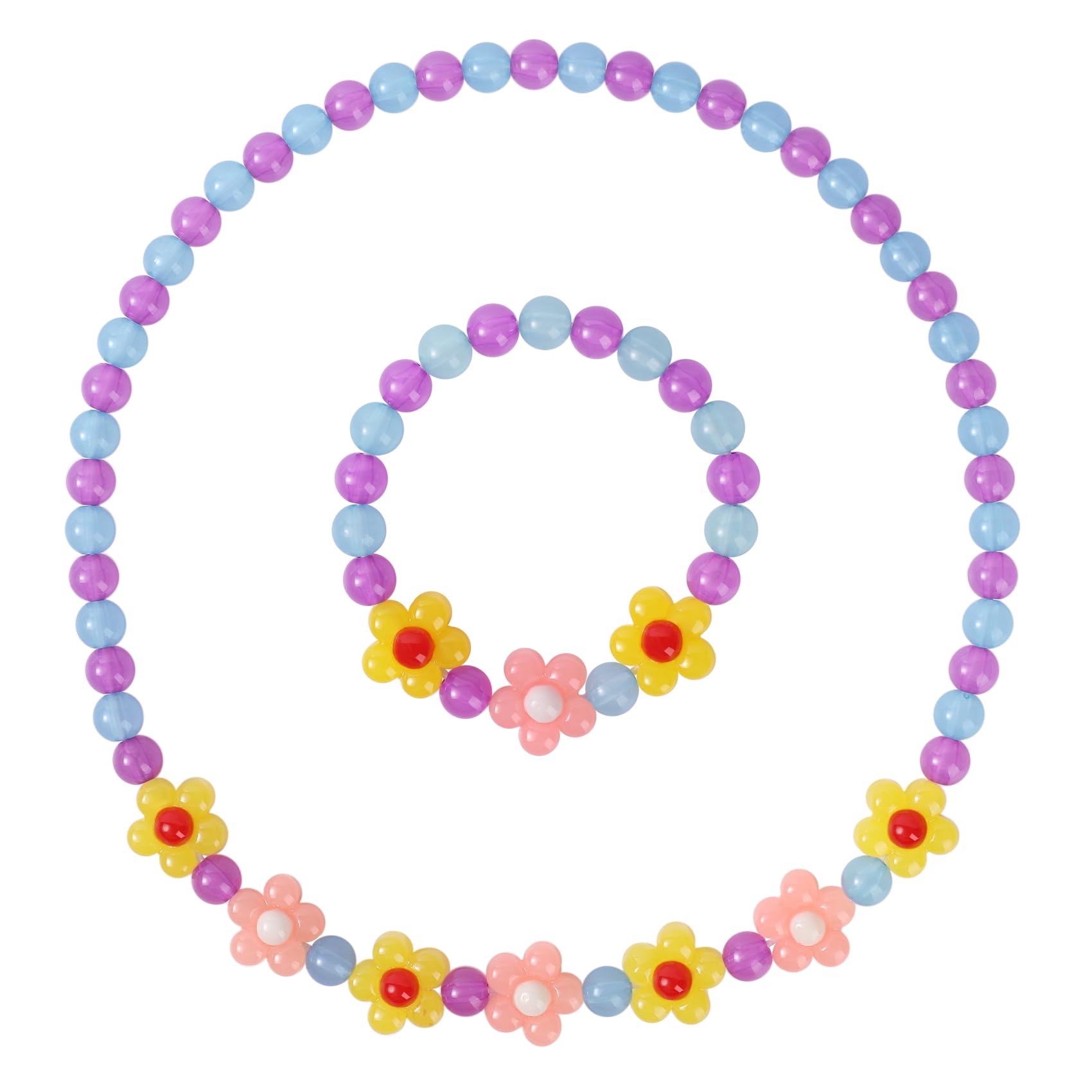 Yarkeuier flower necklace in yellow worn by a toddler for party-ready style