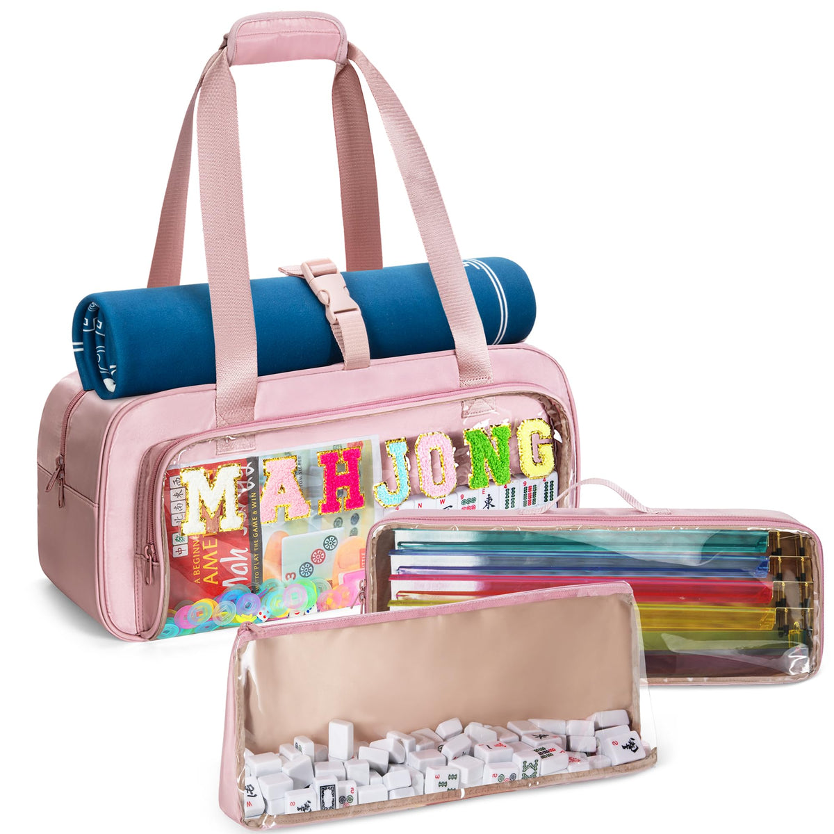 Yarwo Mahjong bag with front panel zipper for organized gameplay on the go
