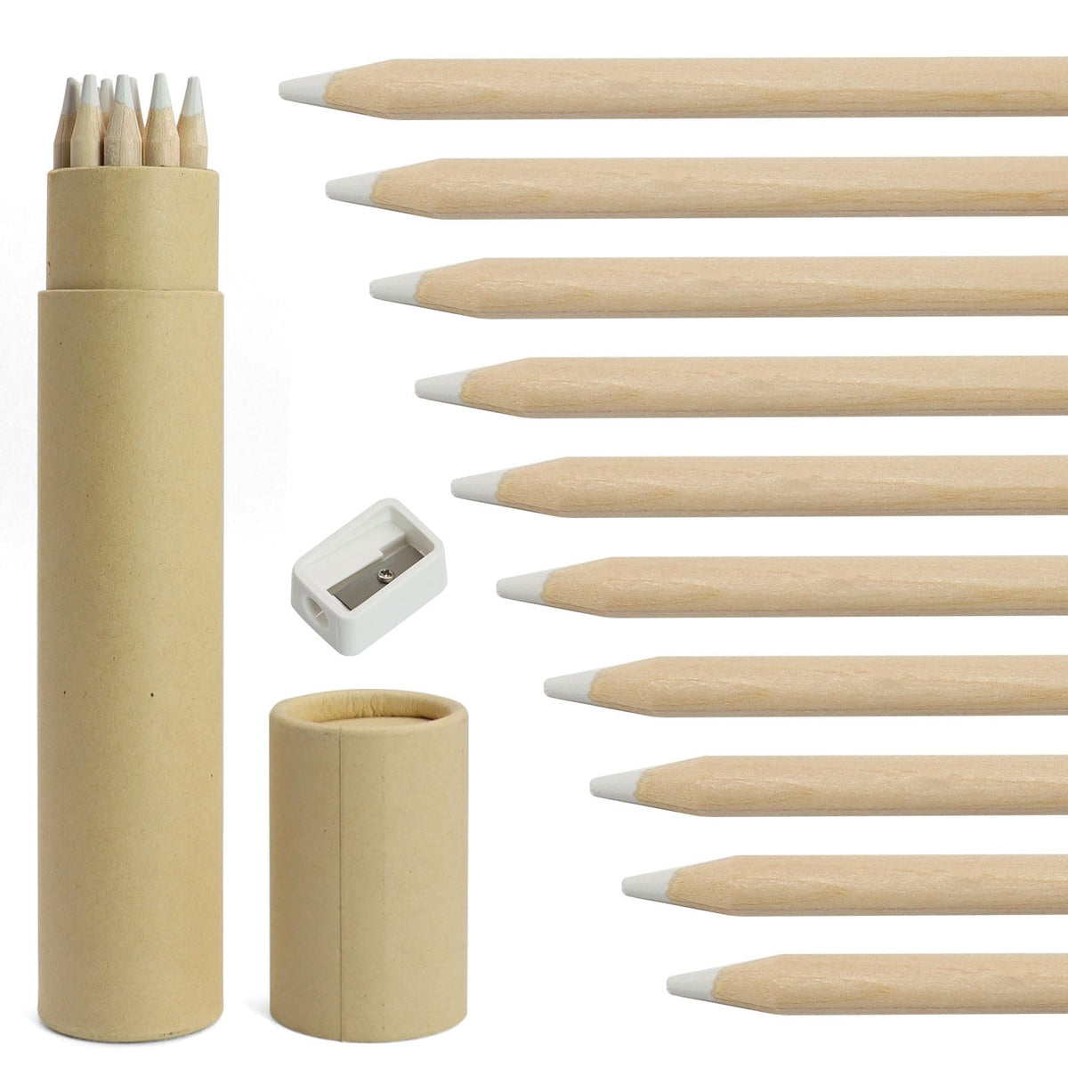 Yasdyri white chalk pencils pack front with holder for easy storage.